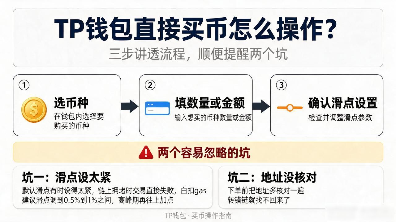TP钱包直接买币怎么操作？三步讲透流程，顺便提醒两个坑