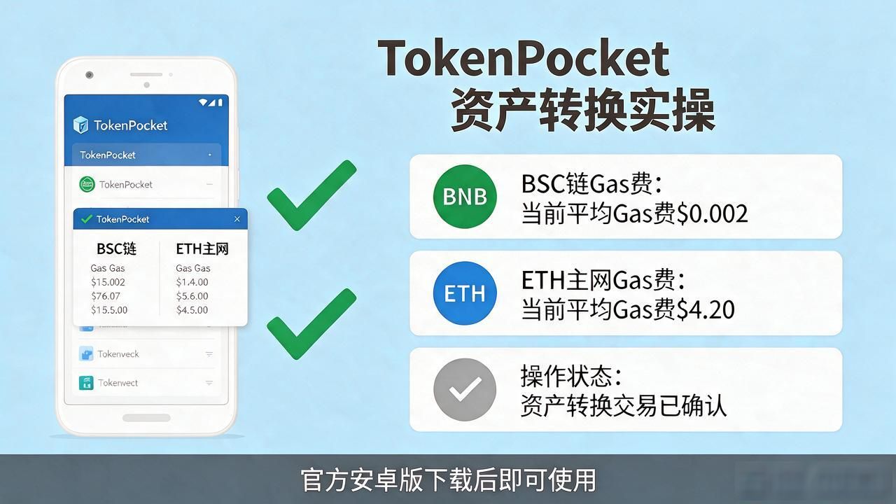 下载tokenpocket钱包安卓版后，如何快速办理资产转换？_TokenPocket安卓版转账操作教程_TP钱包转账网络地址选择注意事项
