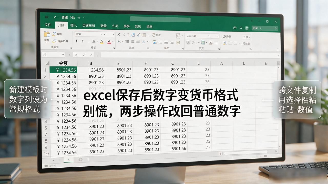 excel保存后数字变货币格式别慌，两步操作改回普通数字