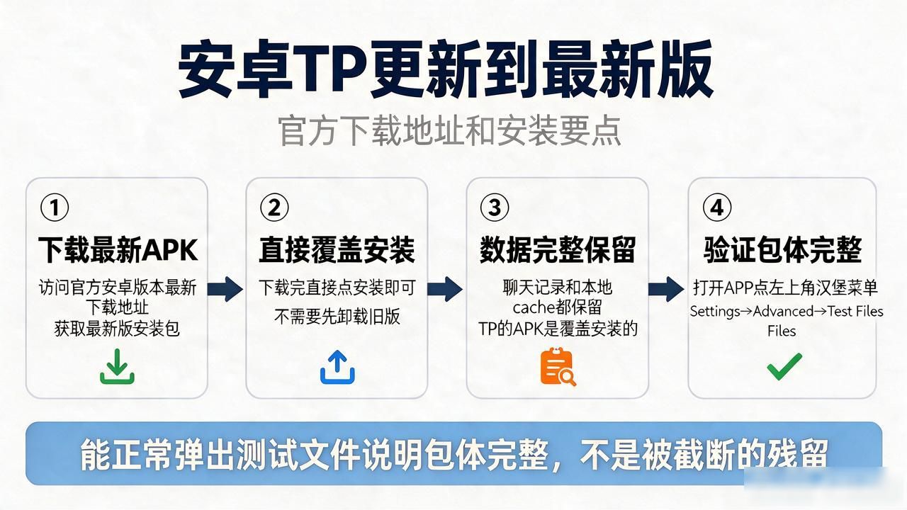 安卓TP怎么更新到最新版？官方下载地址和安装要点